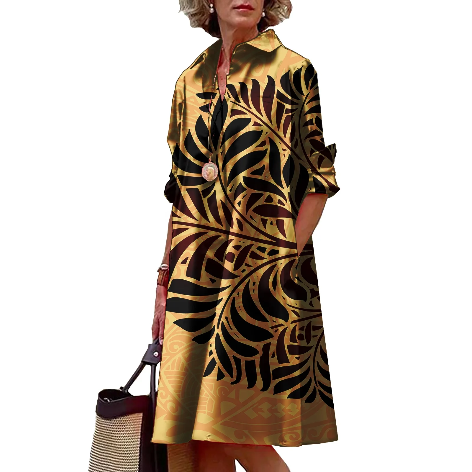 Clothing Manufacturers Custom Tropical Floral Pacific Island Polynesian Shirt Dress Women Elegant Casual Dresses