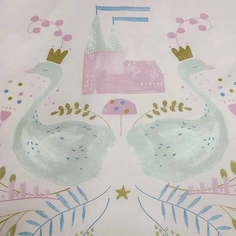 Pink Cartoon Moon Stars 100% Cotton Baby Crib Bedding Set For Girls