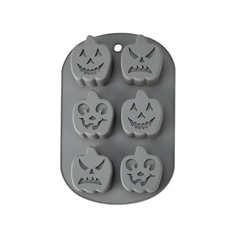 Halloween Cake Mold 6-hole Smile Pumpkin shaped Non-stick Silicone Mold Bombs Pastry Baking Tools Chocolate Baking Accessories
