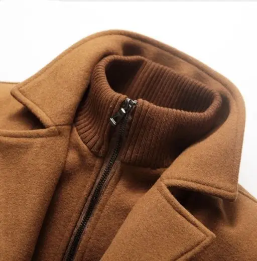 
New Winter Wool Coat Slim Fit Jackets Fashion Outerwear Warm Man Casual Jacket Overcoat Pea Coat Plus Size 