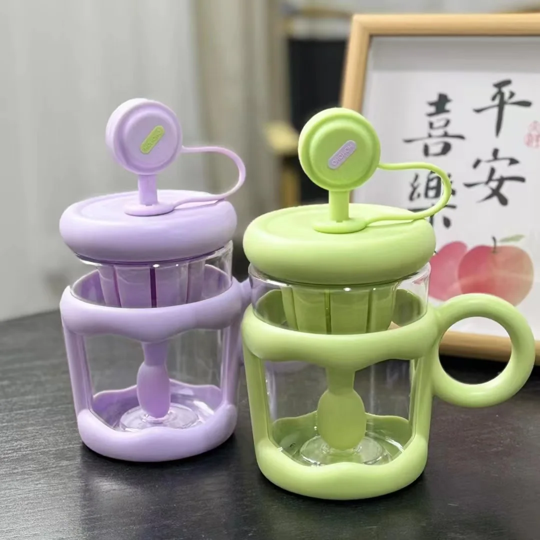 Md51 500Ml Portable Anti-Fall Plastic Mug With Handle Tea Separate Water Cup With Straw Strainer Spoon