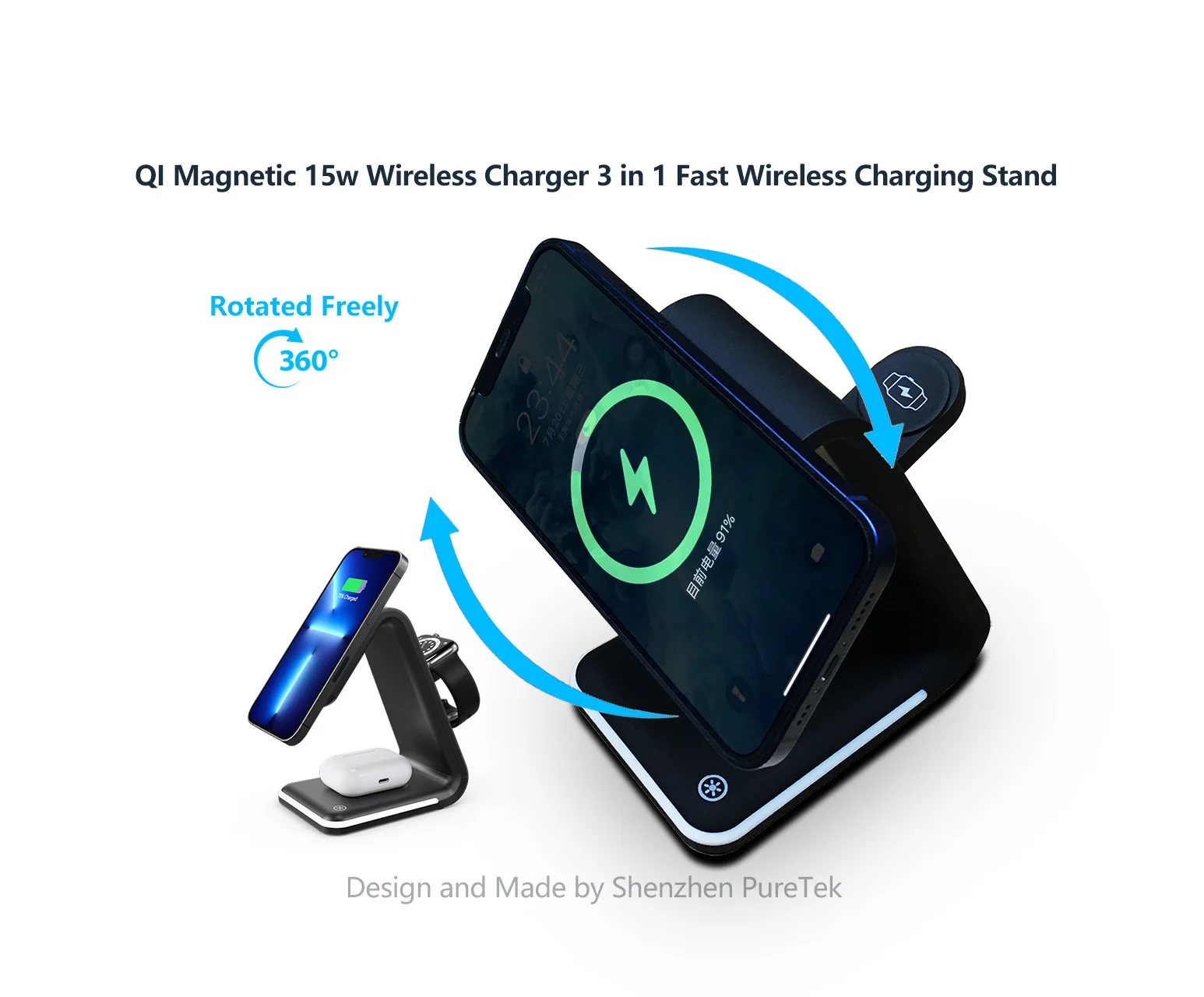 Trending Products 2022 New Arrivals home Mobile Phone 4 In 1 Magnetic 15w 10w Qi Fast Wholesale Best Wireless Charging Station