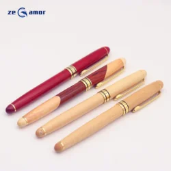 Zeamor Lapiz Bamboo And Wood Fountain Ball Point Roller Gel Gift Pen With Customized Logo Box
