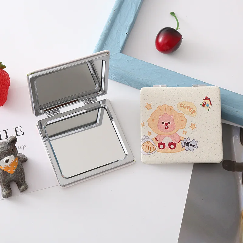 Square round heart cosmetic makeup Mirrors custom logo black vanity mirror Double Side Folding pocket Mirrors