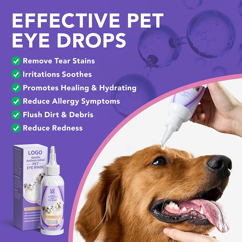 Private Label Eye Drops for Dogs and Cats, Gentle Formula to Soothe Eye Infection Allergy, Dog Tear Stain Cleaner