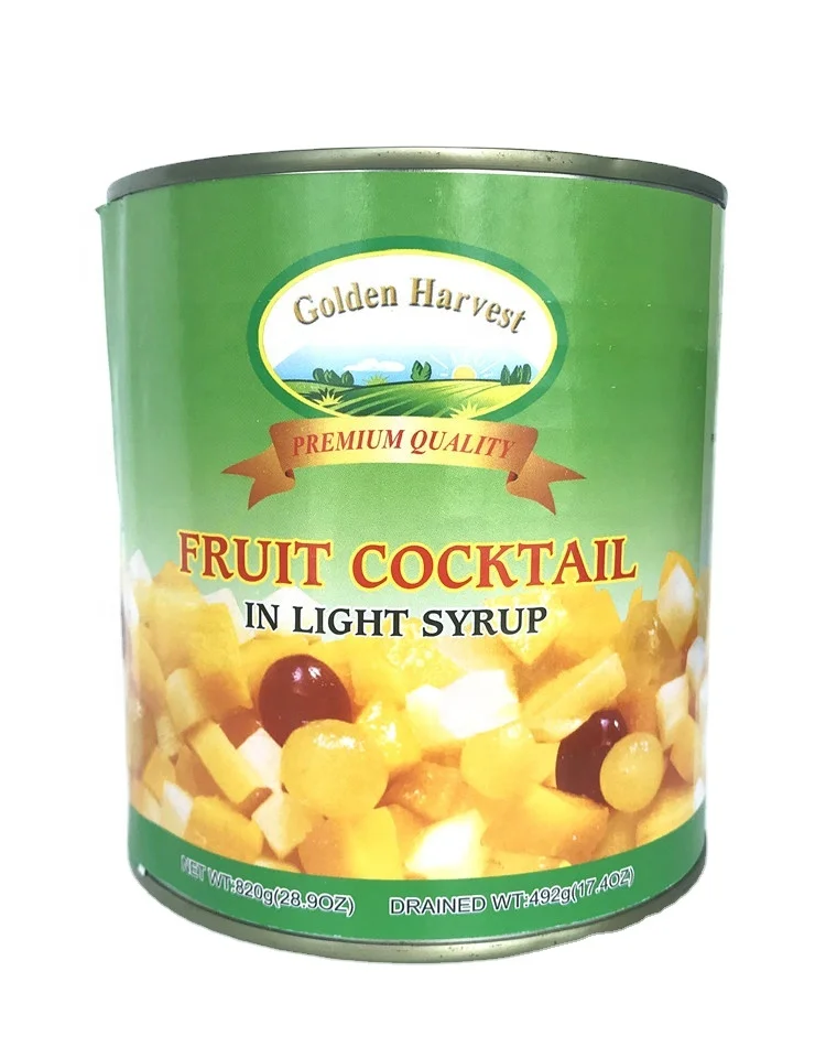 Fruit Cocktail In Syrup Crop Canned Mixed New Yellow Pineapple Cherry Peach China Kosher Style