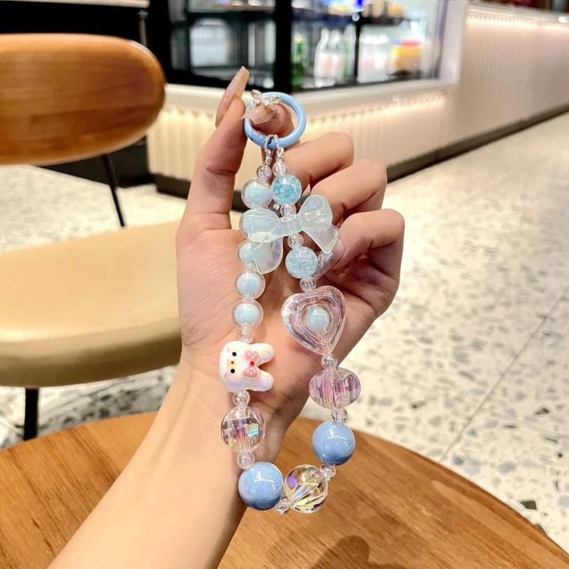New creative mobile phone case hanging decoration short mobile phone chain beaded hand chain luggage accessories wholesale