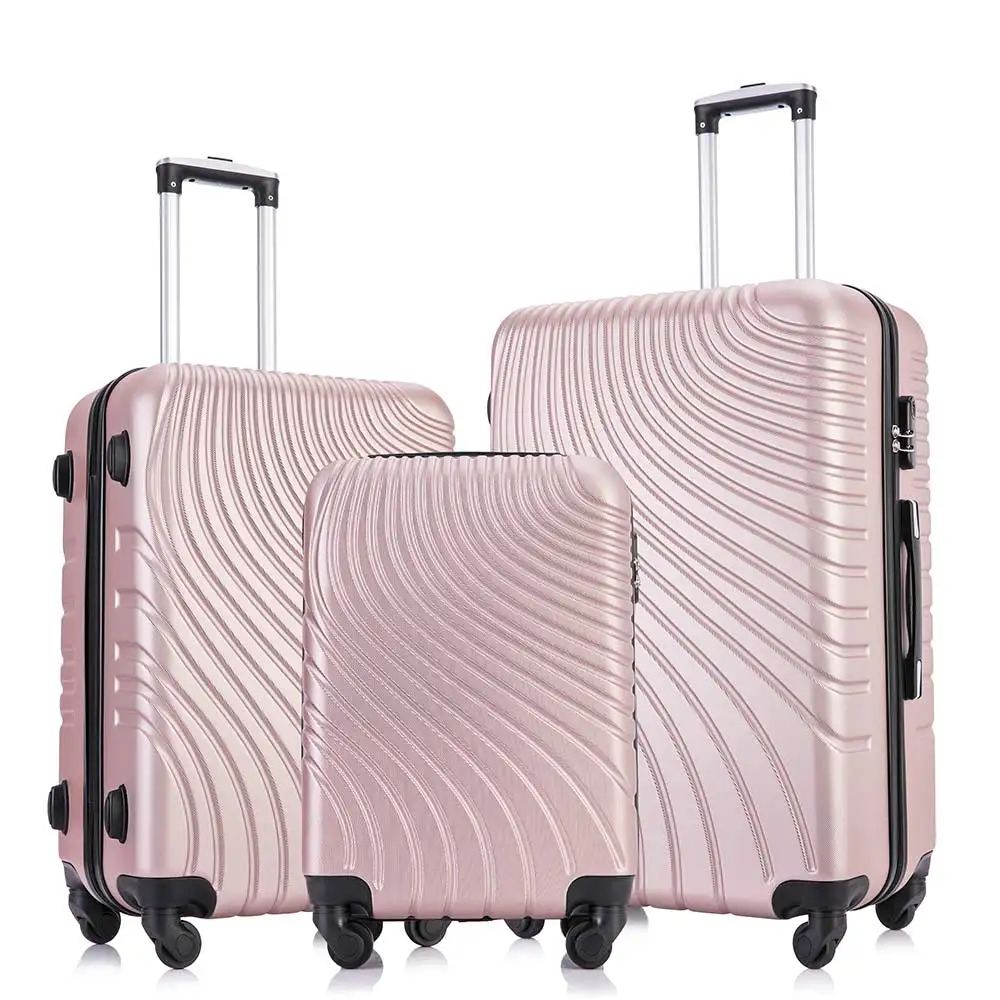 Free shipping for district 6 in US adjustable telescoping handle scientific design high capacity 3 pcs luggage set