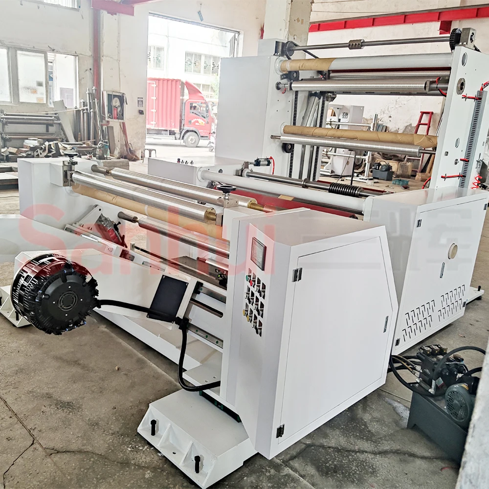 automatic kraft paper and wrapping paper pa/pe sliter and rewinding machine