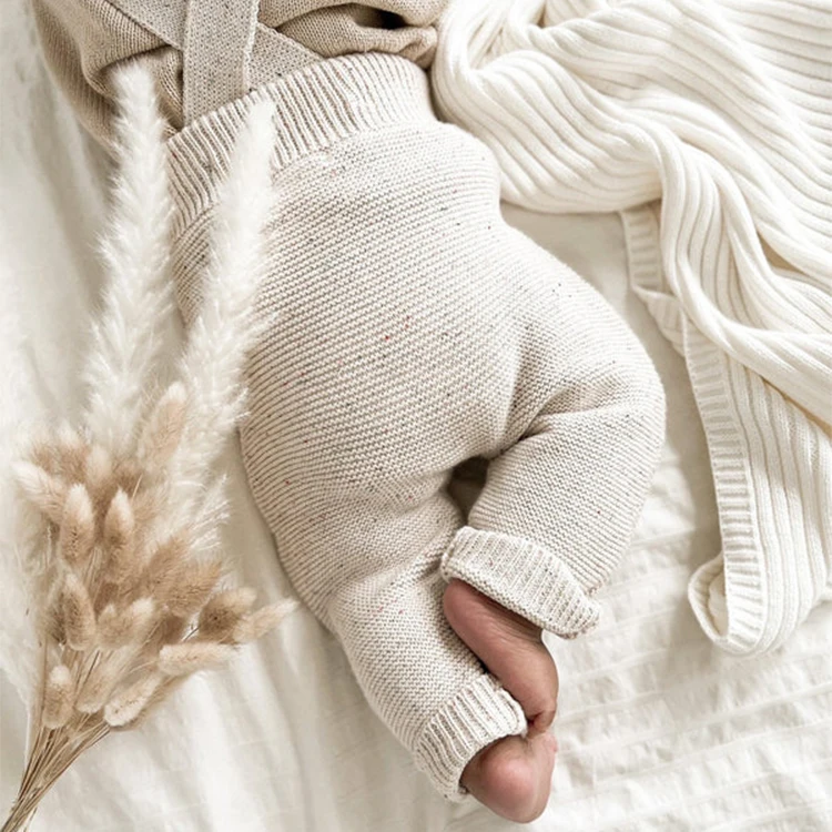 Custom Organic Cotton Baby Clothes Kids Knitted Fabric Knitwear Pants