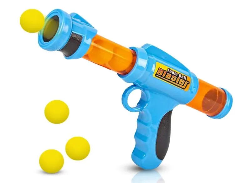 Naughty castle colorful cannon ball shooting gun indoor playground castle kids play shooting soft  foam ball air gun