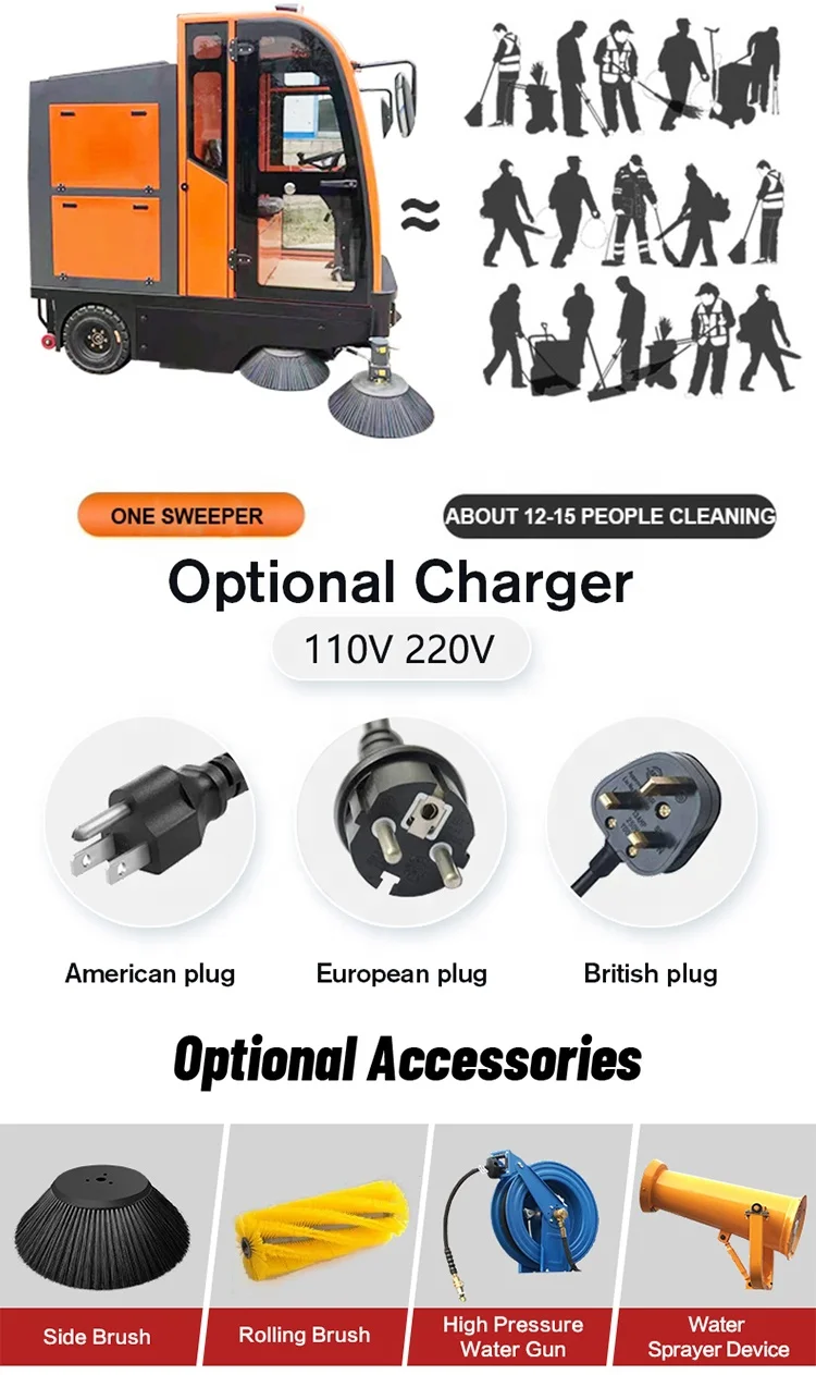 DM-2100 Floor Dust Cleaning Machine Automatic Industrial car park Floor vacuum pavement Sweeper For Hotel