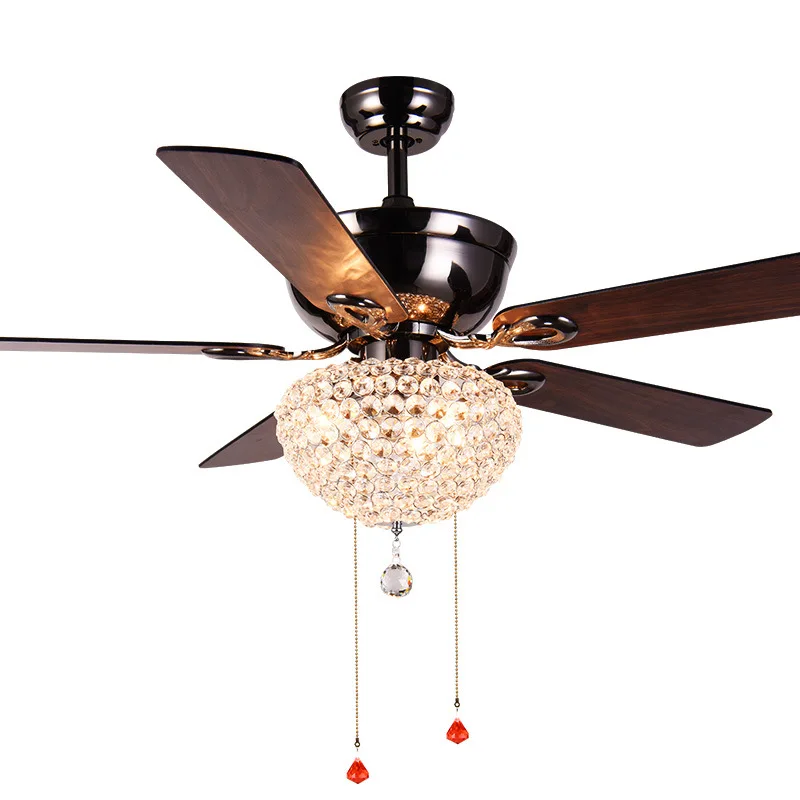 Industrial Solid Wood 5 Blade Remote Control Retro Ceiling Fan Lights Switch Control Ceiling Fans for Home Ceiling