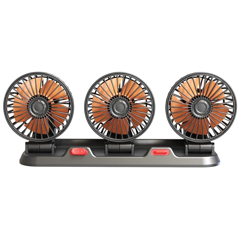 24V 12V Three 3 heads car fan triple heads dashboard truck fan car accessories 2024 for RV boat cabin caravan van fan