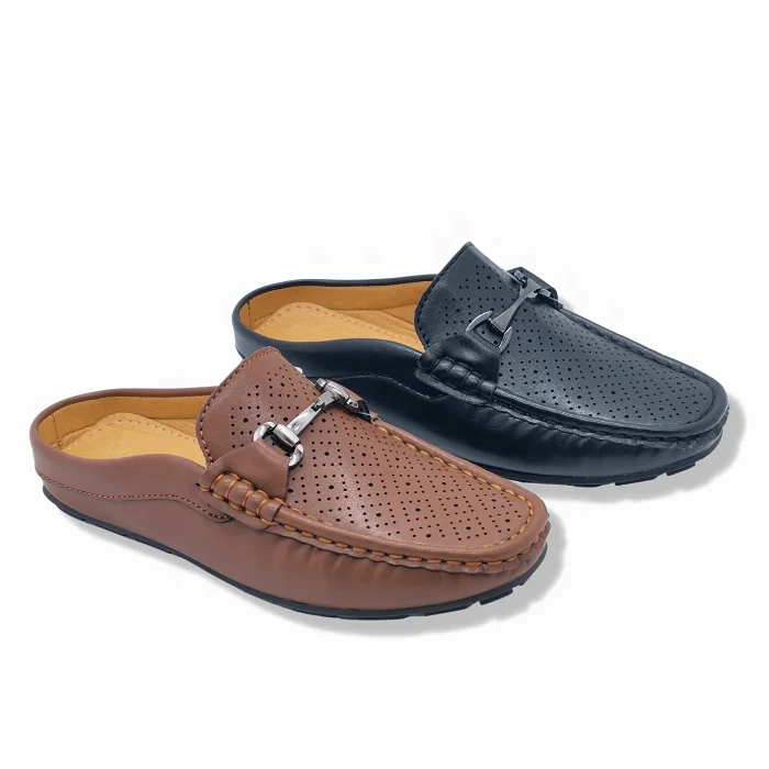 High Quality Men Dress Shoes Loafer Patent Leather Slippers Half Slippers Summer Mules Slipper for Man