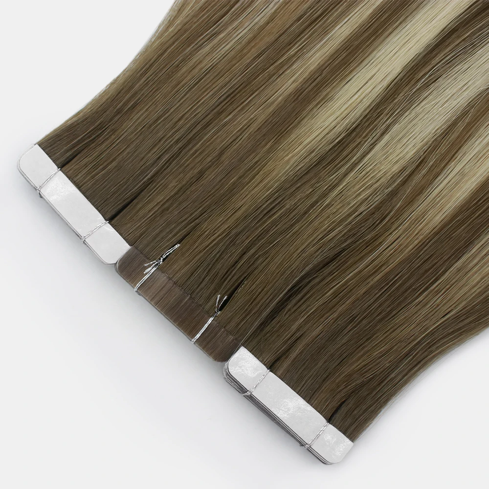 virgin hair Slavic Hair Double Drawn Invisible Slim Skin Pu Seamless Russian Tape In Human Hair Extension