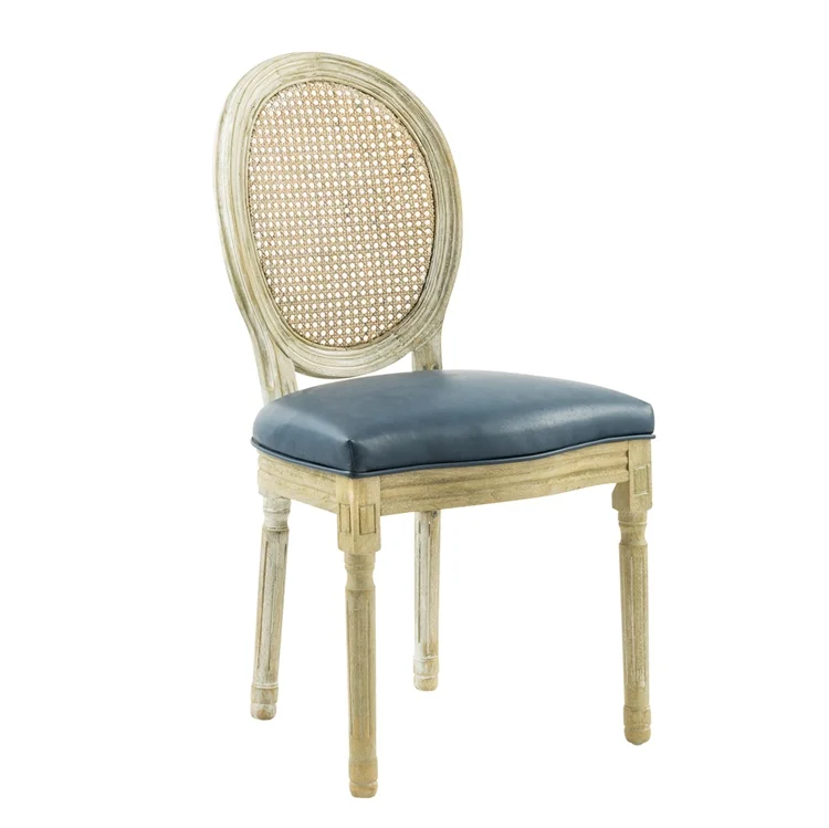 Классическое Античное винтажное французское мягкое тканевое деревянное дизайнерское открытое кресло с кожаной спинкой из ротанга обеденное кресло Louis