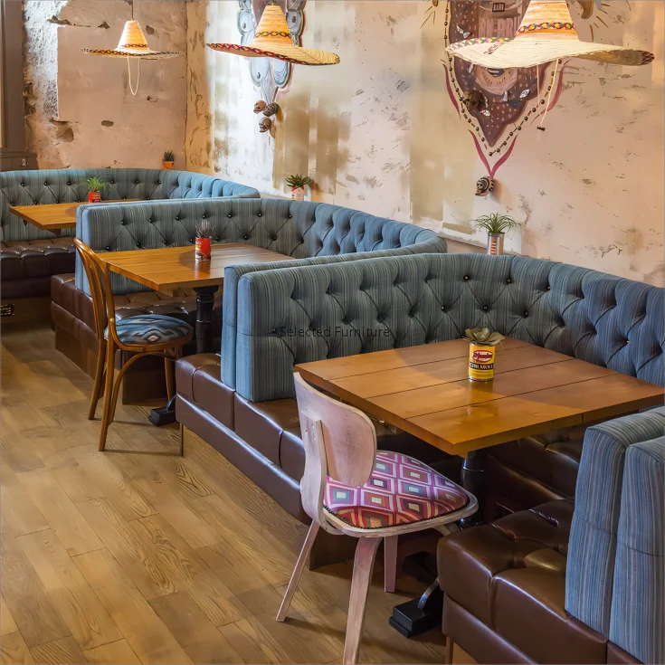 Modern Fast Food Furniture Sectional Sofa Half Circle Leather Seating Restaurants Furniture Booth Sofa