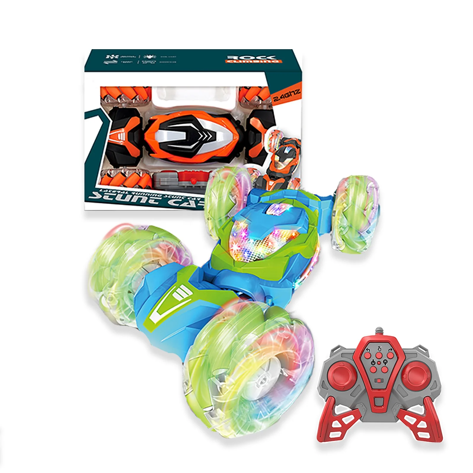 KUNYANG 2.4GHz off road light children plastic function running car toy twist game high speed rc stunt car toys for kids