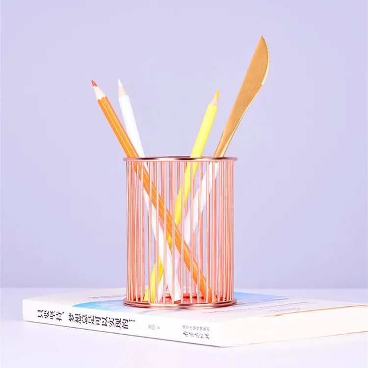 Desk Storage Waterfall Design Iron Simplicity Hollow Pen Holder