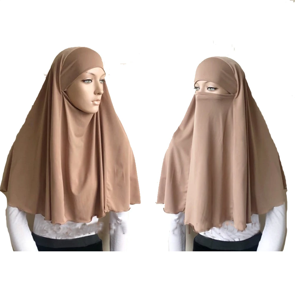Модный бежевый трансформер хиджаб Джерси niqab телесный молитвенный шарф накидка на лицо для женщин головной платок женский тюрбан