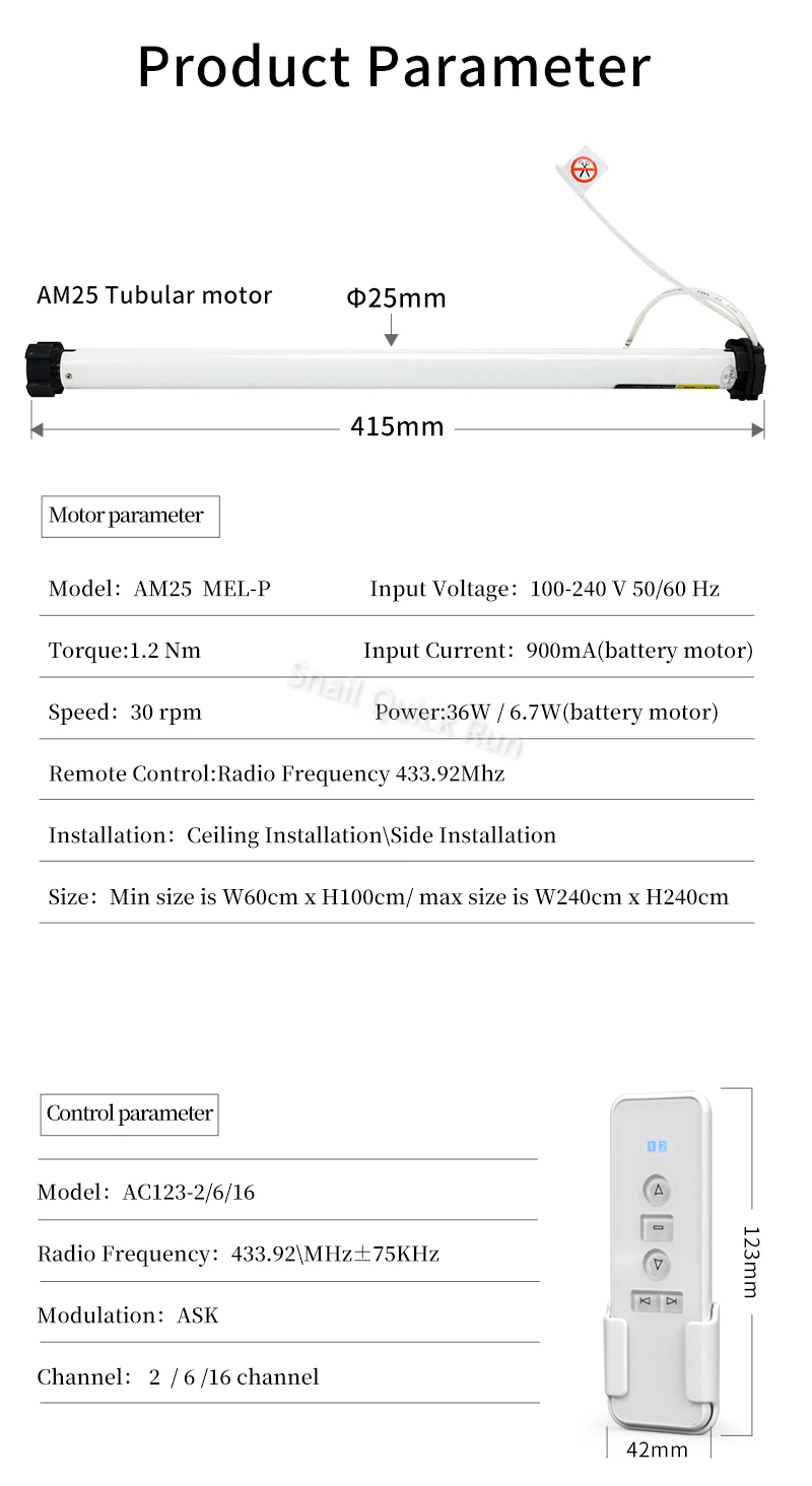 China Manufacturer 25mm Tubular Motor AC Motor For Roller Shutter Motor