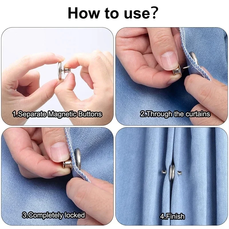 1/10Pairs Metal Magnetic Curtain Button Holder Detachable Window Screen Close Magnet Buckle Lightproof Room Curtain Closure Clip