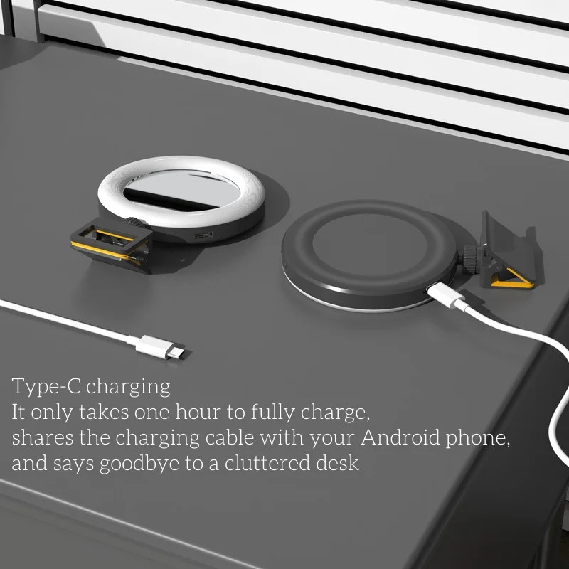 Multi-functional 3 Light Modes Portable Ring Fill Light 360 degrees Adjust Dimmable Mobile Phone Video Lamp