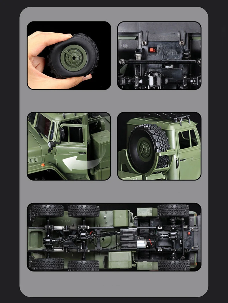 WPL B36-3 Ural 6X6 Crawler Military Electric Proportional 6WD Nylon Off Road Radio Control RC Trailer Truck Christmas Gift Toy