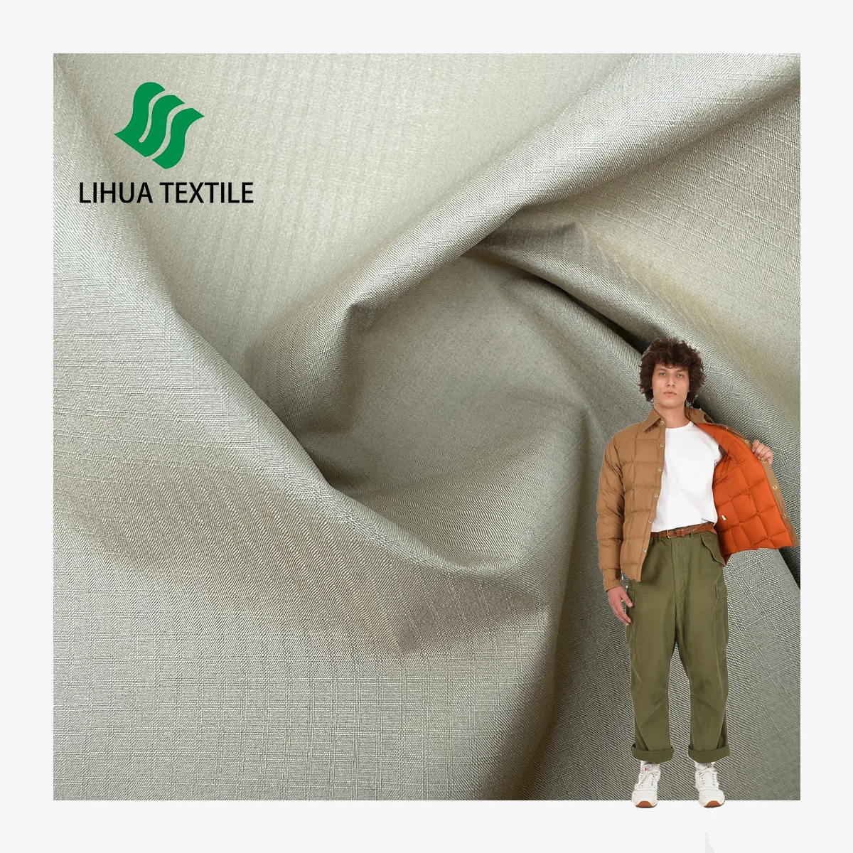 Водонепроницаемая дышащая и влагопроницаемая ткань 400T pongee с двойной сеткой 20D 100% P для ветровки