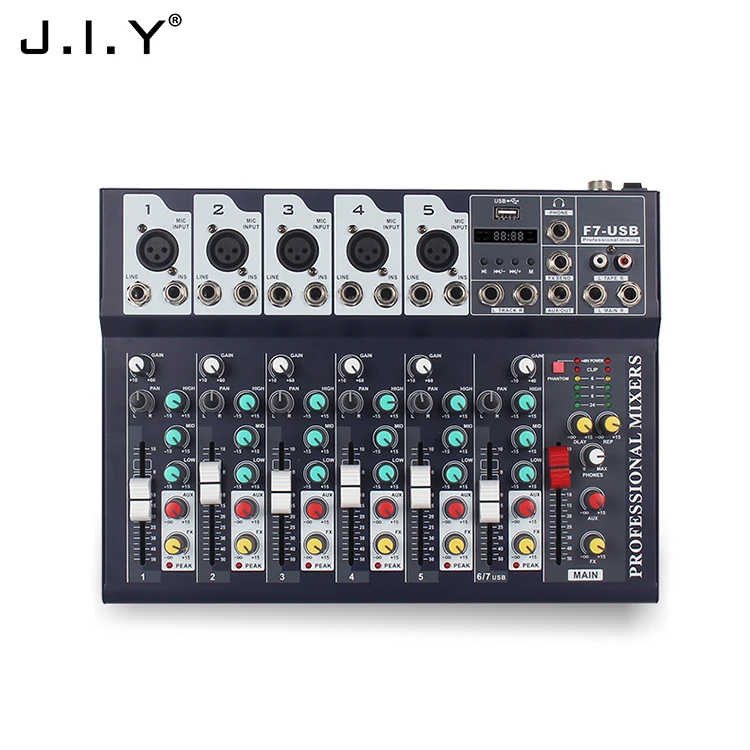  F7-USB 7 каналов аудио смеситель микшерная консоль MP3 Джек 48V питания для записи компьютера студии