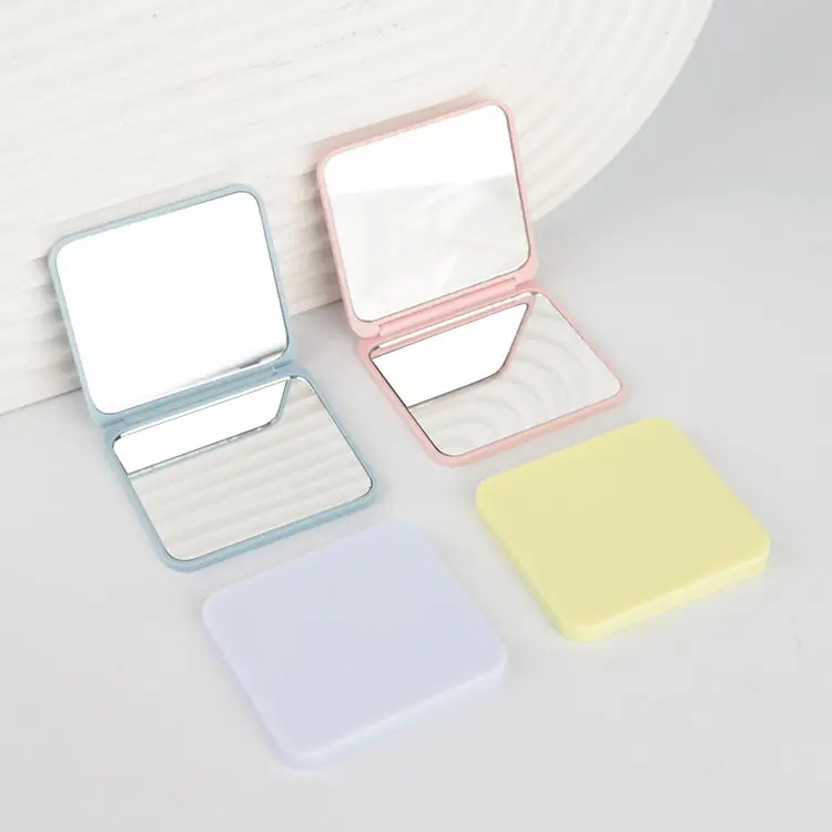 Custom Logo Plastic Pocket Handheld Elegant Vanity Foldable Compact Cosmetic Mirror Makeup Mirror For Pocket Purses Travel