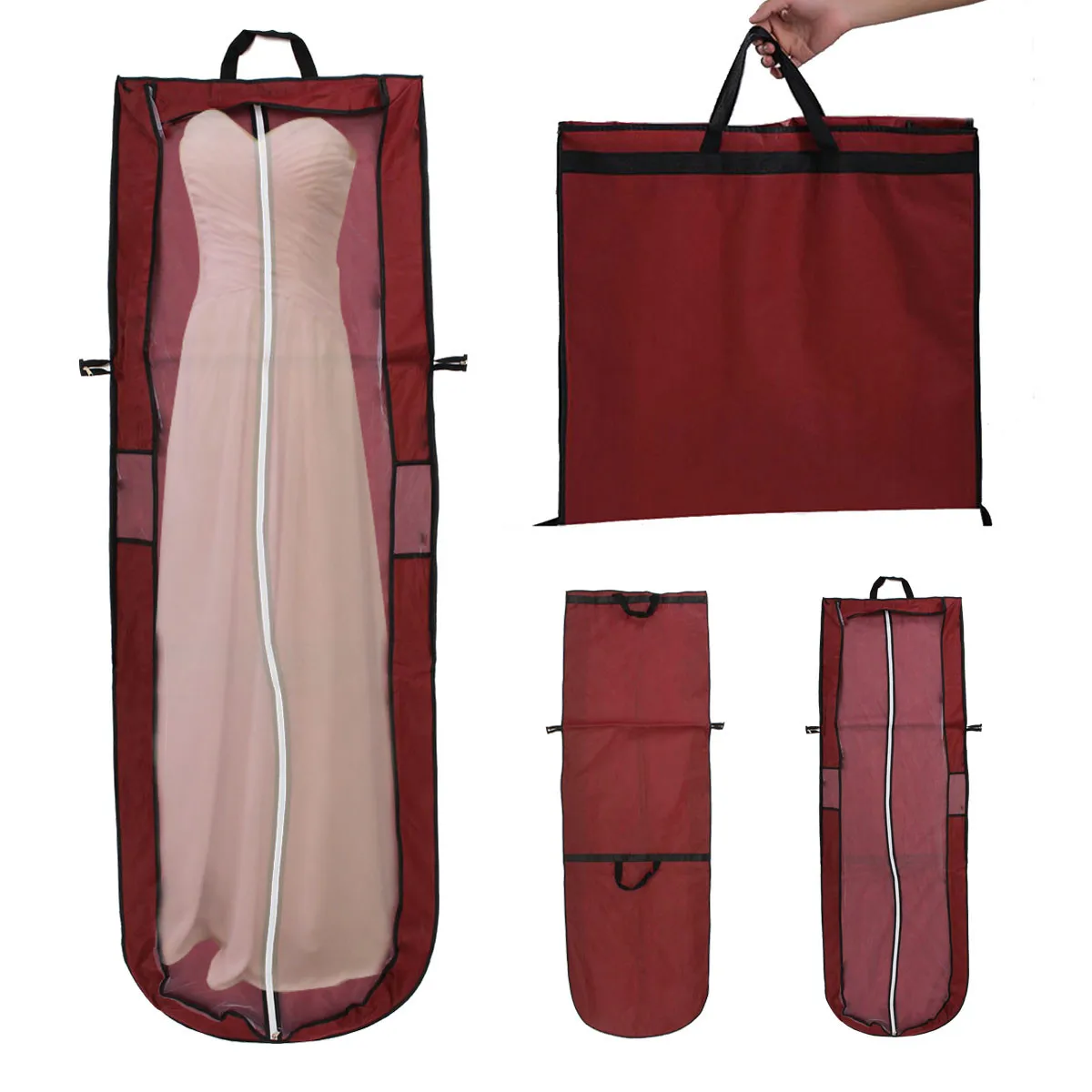 New trend foldable luxury 72inch Long Non Woven Wedding Dress Cover Garment Bag for Bridal