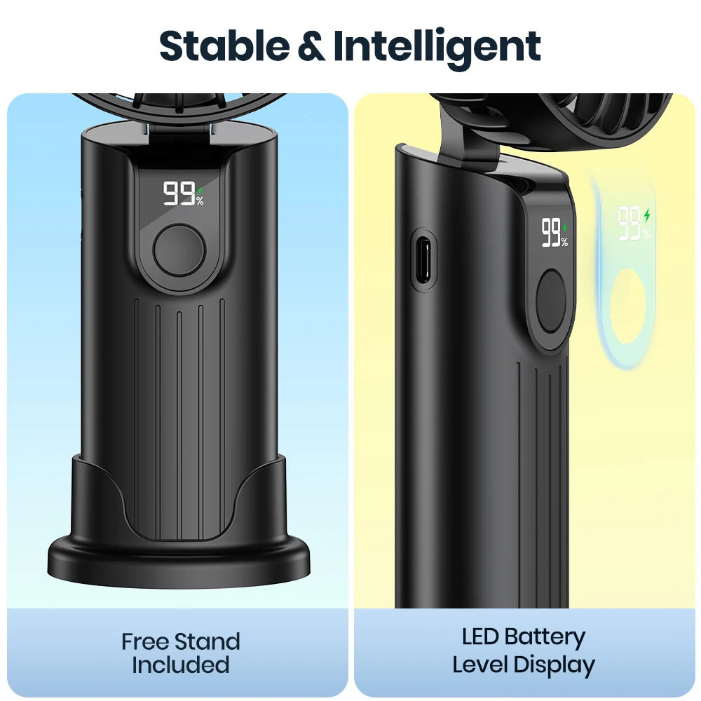 K38 2024 New Customized 2400mAh Handheld Small USB Mini Fan Wireless Mute Large Wind Portable Halter Fan