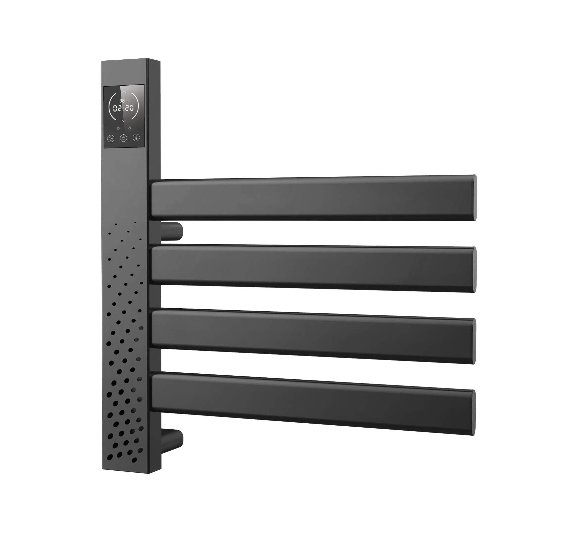 Black Towel Warmer Fashion Style Electric 4 Bar Wall Mounting Carbon Fiber Heated Towel Rail Black