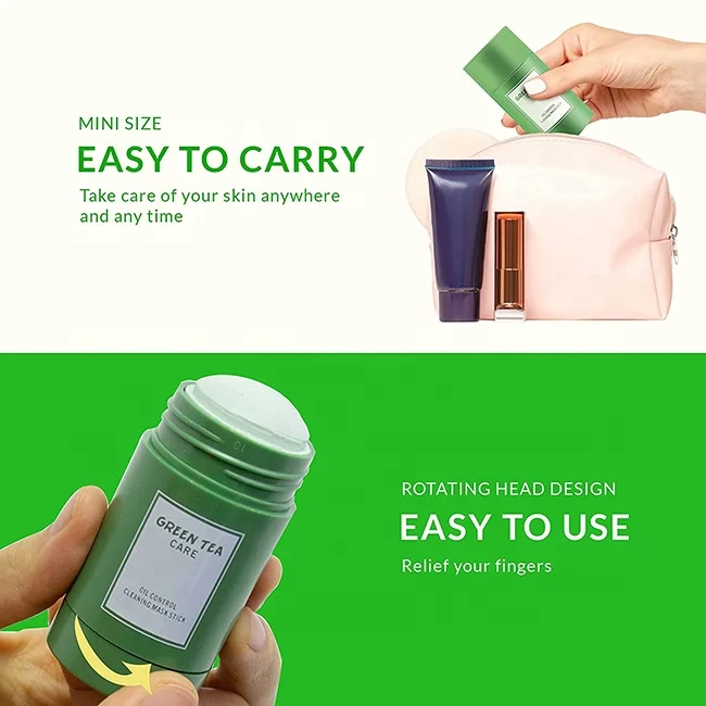 Wholesales Private Label Organic Green Tea Clay Mask Stick Moisturizing Acne Removal mask stick green