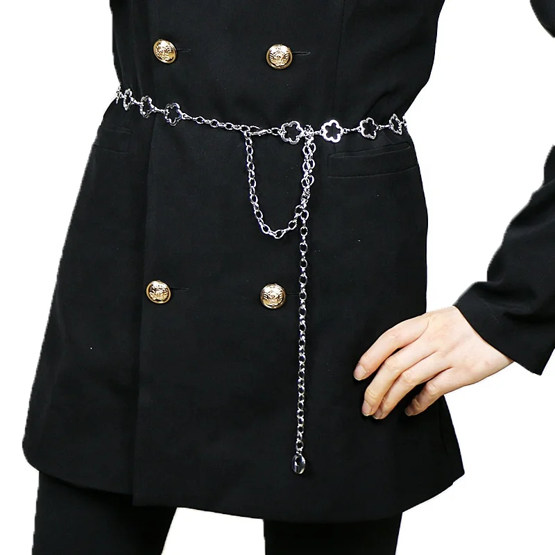 Fashion clothing accessories belt gold-plated hollow flower ladies waist chain