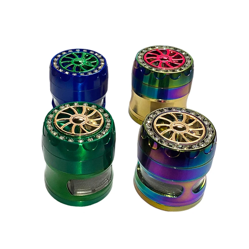 Amazon hot sale grinder rainbow 50mm metal manual grinder machine with observable window filter