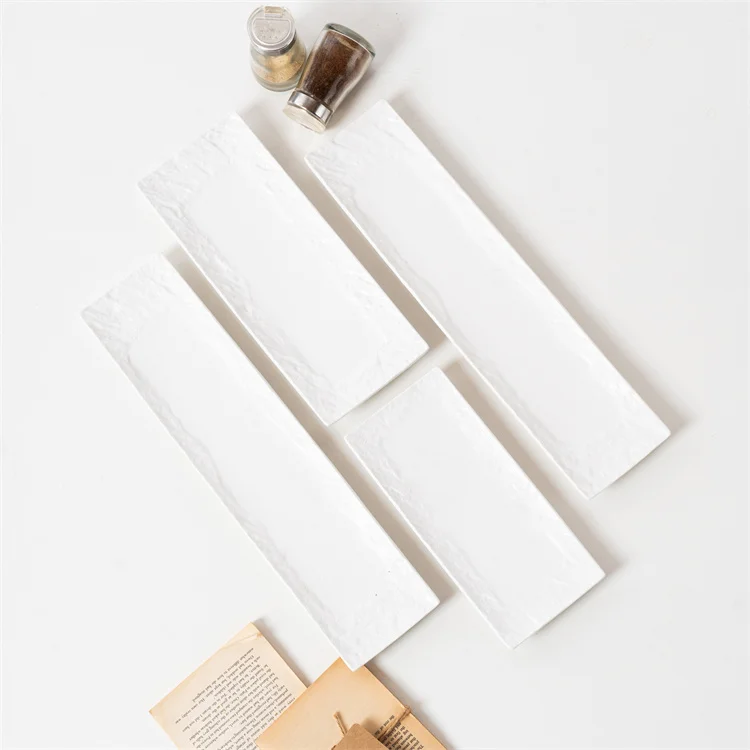 Japanese Rectangular Hotel Dinner Serving Dishes Catering Sushi Long Plates Set Ceramic Plate for Restaurant
