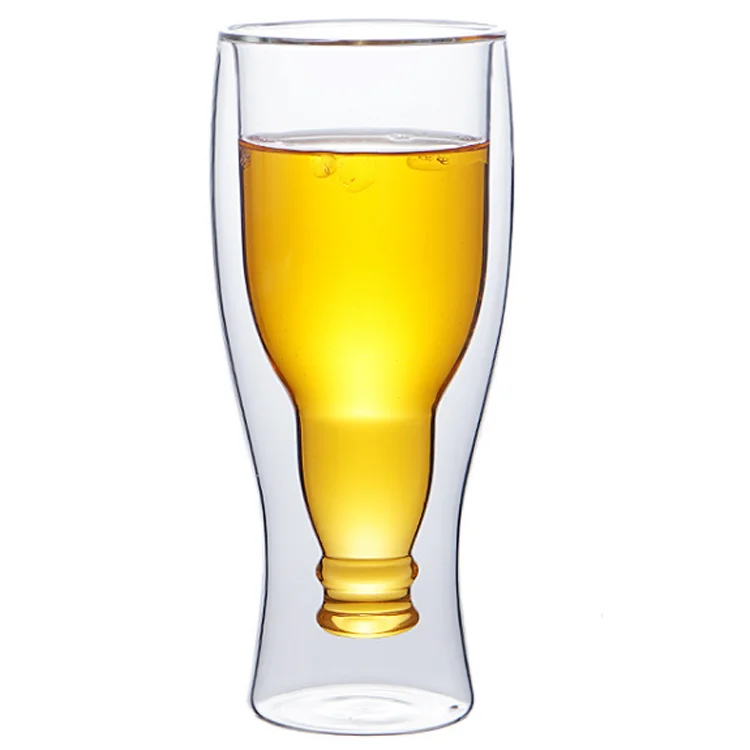 Customized Double Wall Beer Glass Cup Large Insulating Double Walled Glass Craft Beer Glass