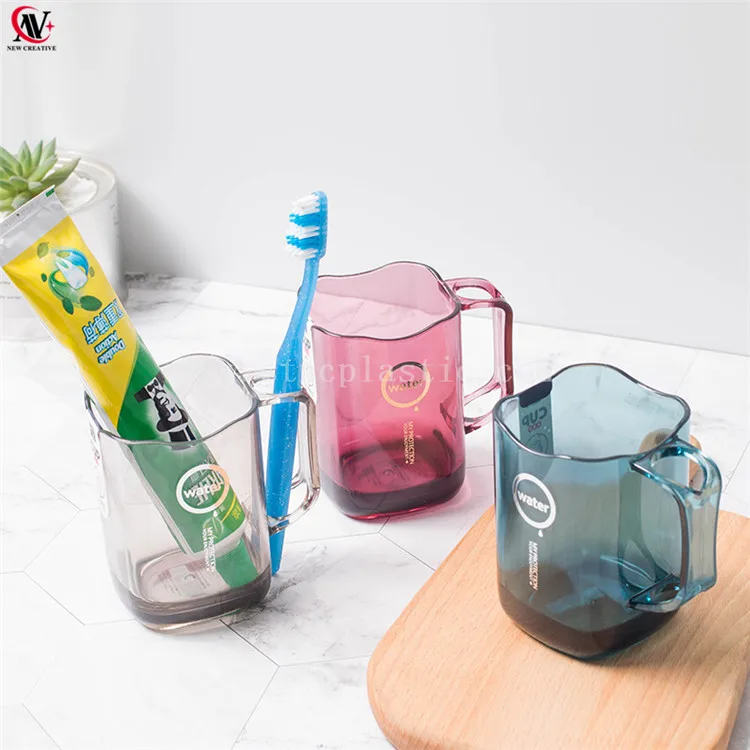 Square plastic clear mug with handle