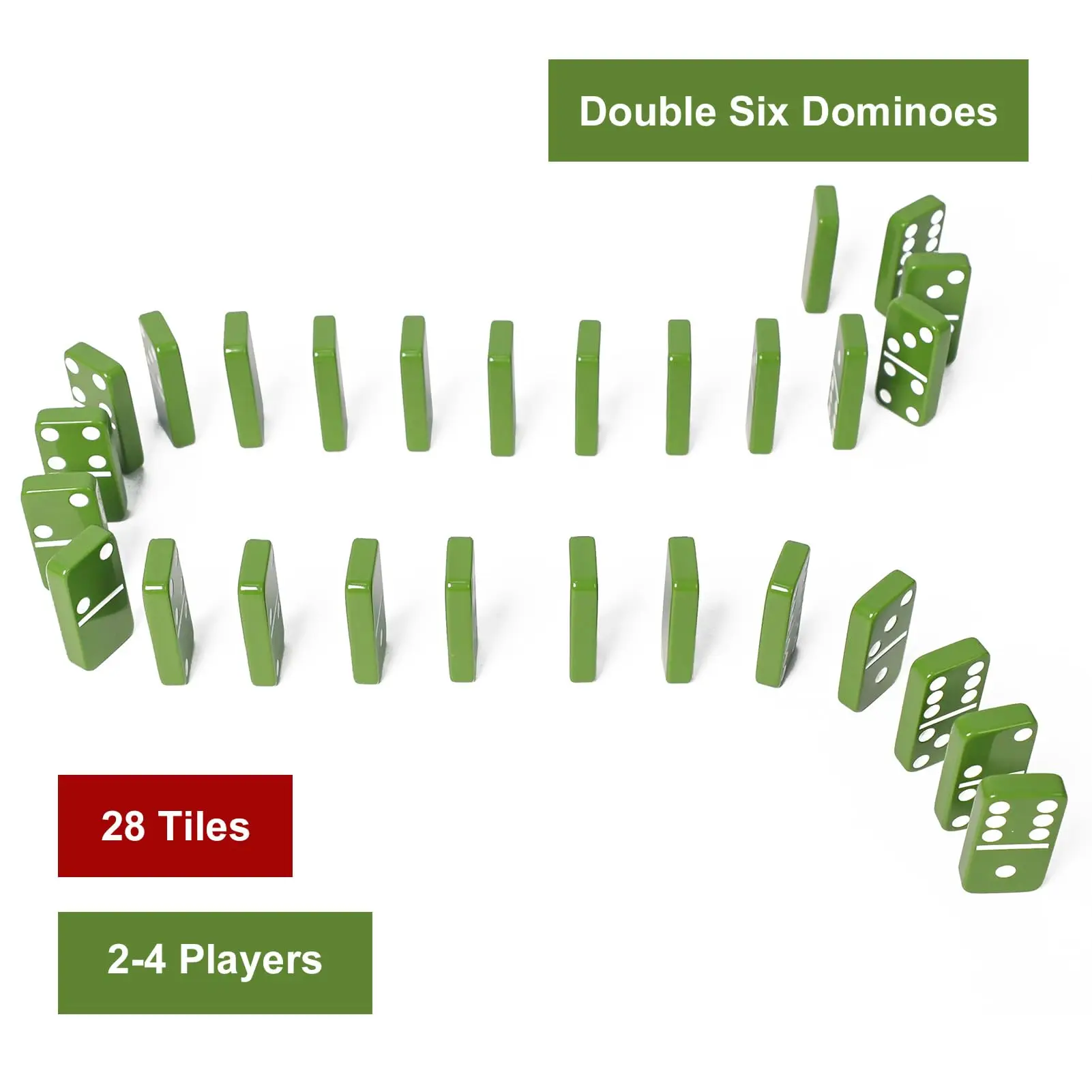 Custom Double Six Dominoes Tile Plastic Anti-fade Green Plastic Domino Game Set for Casnio Games
