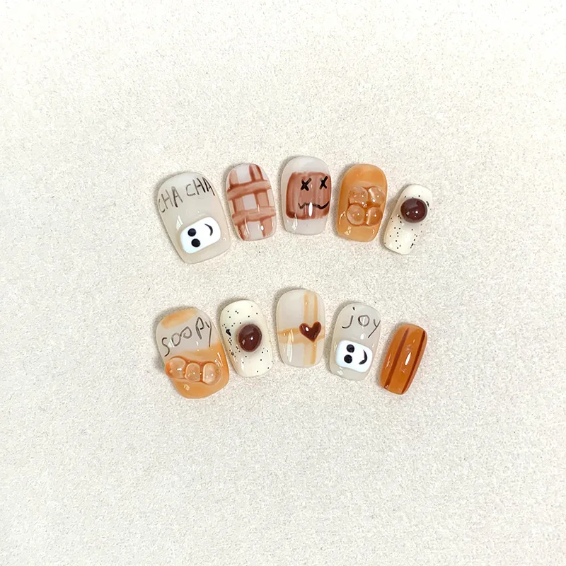 Hand-worn nail cute cartoon pinch hand-painted short finished pure handmade nail tablets factory wholesale nail art patches