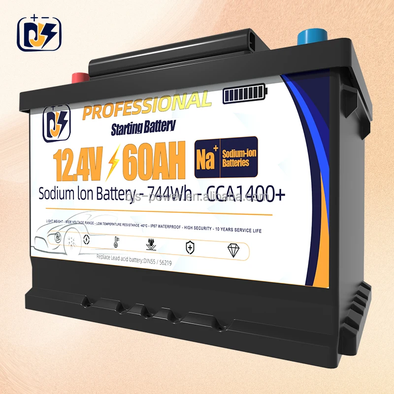 Sodium ion12.4V 60Ah High 1400CCA Sodium Start-stop Automotive Batteries Na-ion 12V Car Starting Boat Cranking Battery Pack