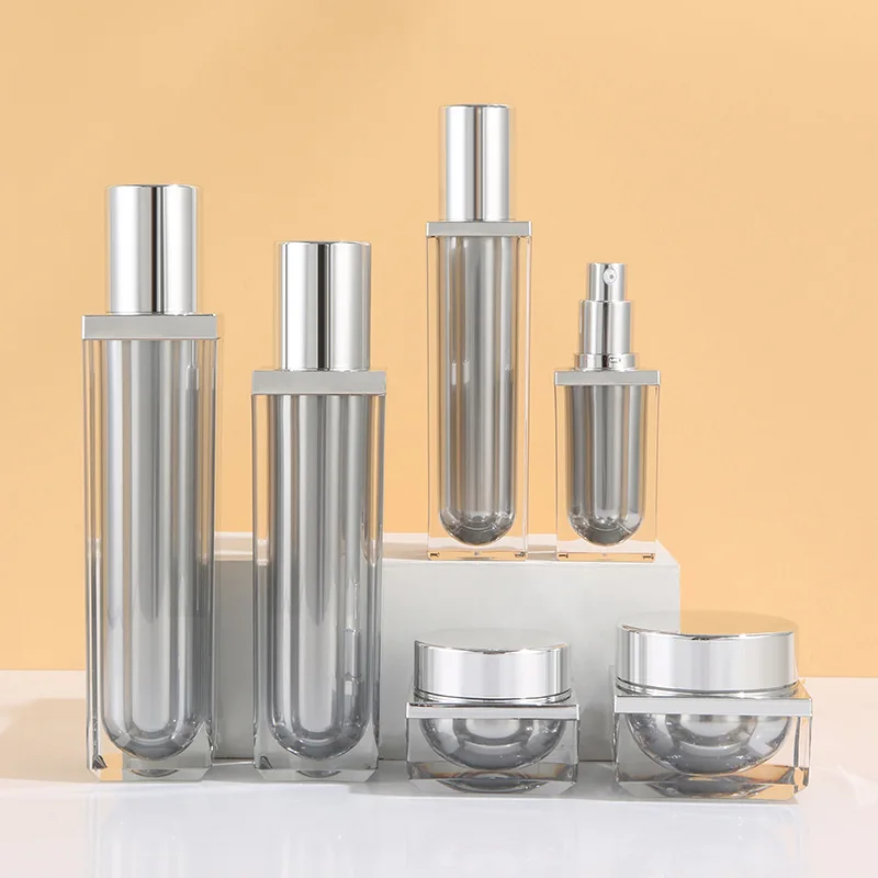 Spot cosmetic set bottle Acrylic 50ml plastic bottle silver essence high-grade cream bottle