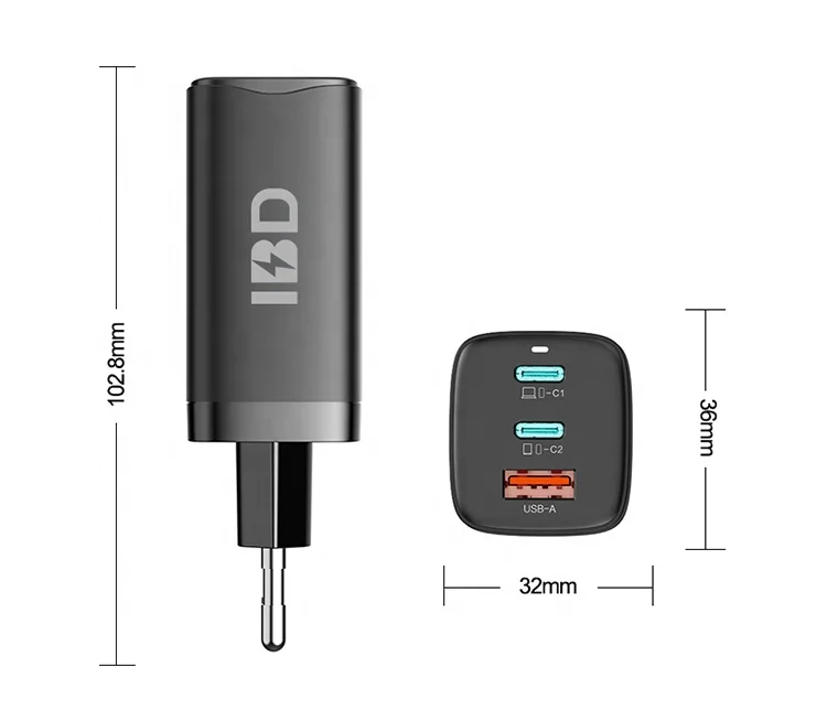 IBD 2021 Newest Hot Selling 65w GaN PD Wall Charger USB C Power Adapter For Iphone 12