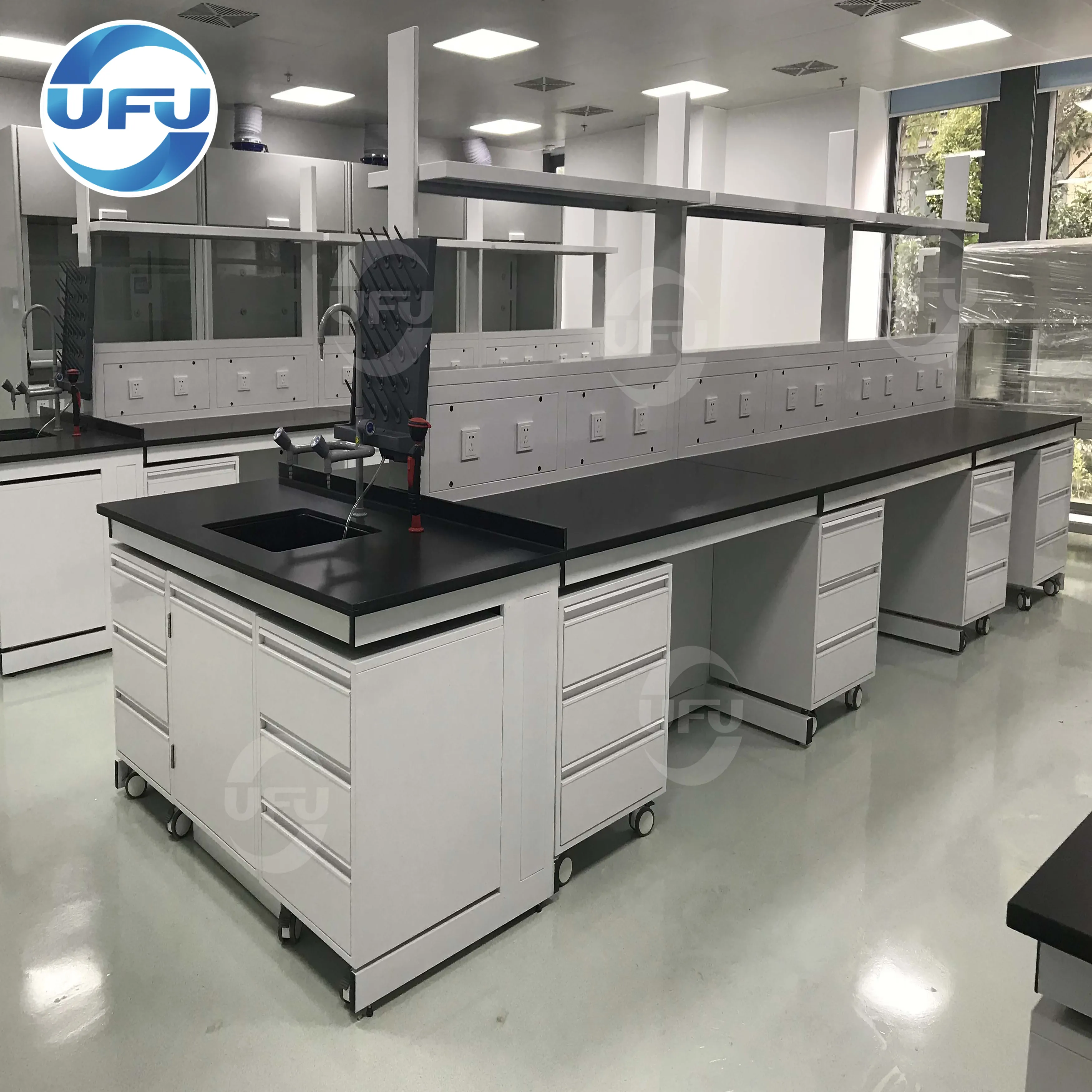 Lab Furniture  Experiment  Full Steel C frame Island Work Bench