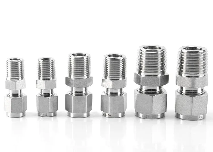 Male Straight SS316 pe Compression Fittings Adaptor Compression Pipe Joint Fittings BSPT Male Tube Fitting Union Instrument Tee