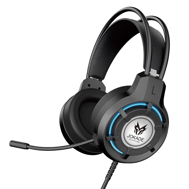 JOKADE JD053 Competitive Gaming Headset 2M Wired Headphones USB+3.5MM Dual Plug Three-Color Cool LED Cold Light Earphone