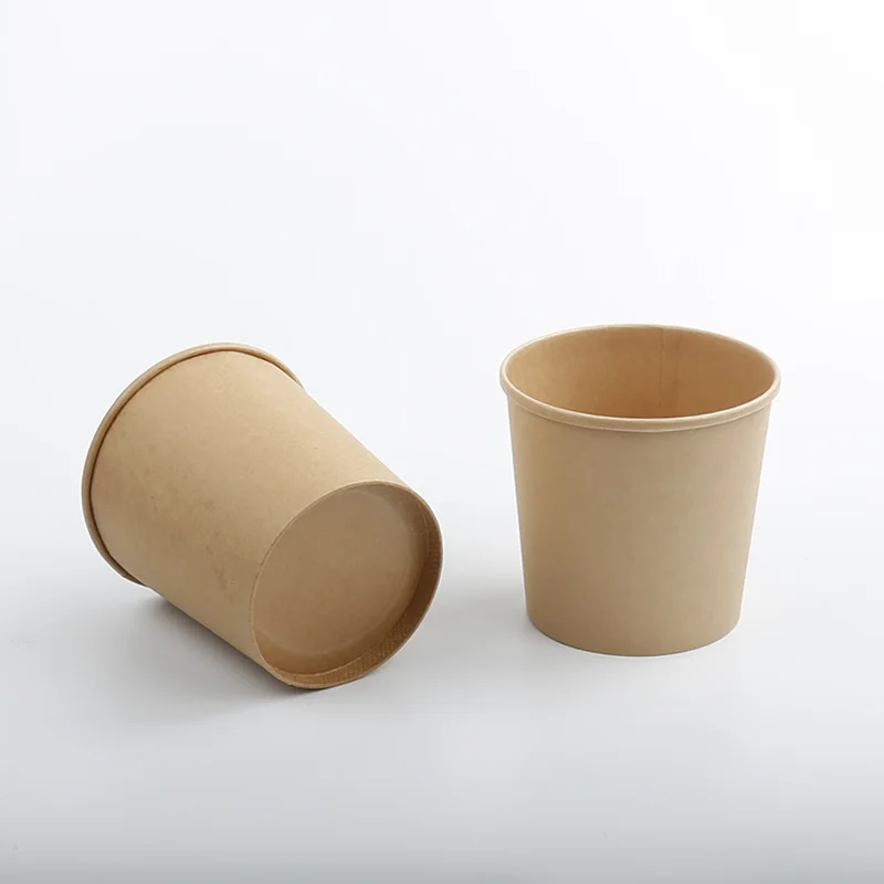 Customized Paper soup barrels with paper lids paper soup bowl disposable Kraft soup cup